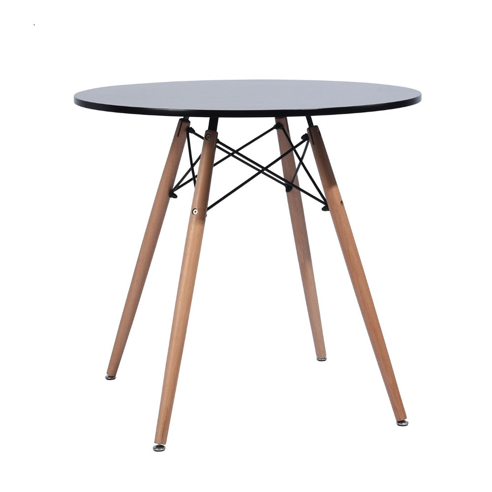 HomeRoots 32" Stylish Black and Natural Wood Round Dining Table - Compact, Versatile, Easy Assembly, Modern Design 568198