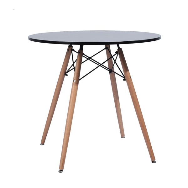 HomeRoots 32" Stylish Black and Natural Wood Round Dining Table - Compact, Versatile, Easy Assembly, Modern Design 568198
