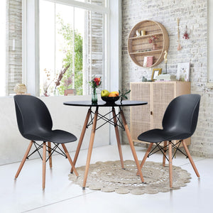 HomeRoots 32" Stylish Black and Natural Wood Round Dining Table - Compact, Versatile, Easy Assembly, Modern Design 568198