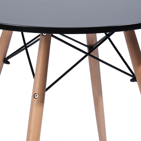 HomeRoots 32" Stylish Black and Natural Wood Round Dining Table - Compact, Versatile, Easy Assembly, Modern Design 568198