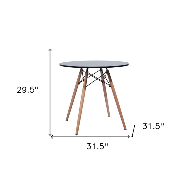 HomeRoots 32" Stylish Black and Natural Wood Round Dining Table - Compact, Versatile, Easy Assembly, Modern Design 568198