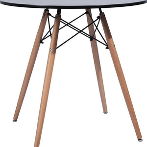 HomeRoots 32" Stylish Black and Natural Wood Round Dining Table - Compact, Versatile, Easy Assembly, Modern Design 568198