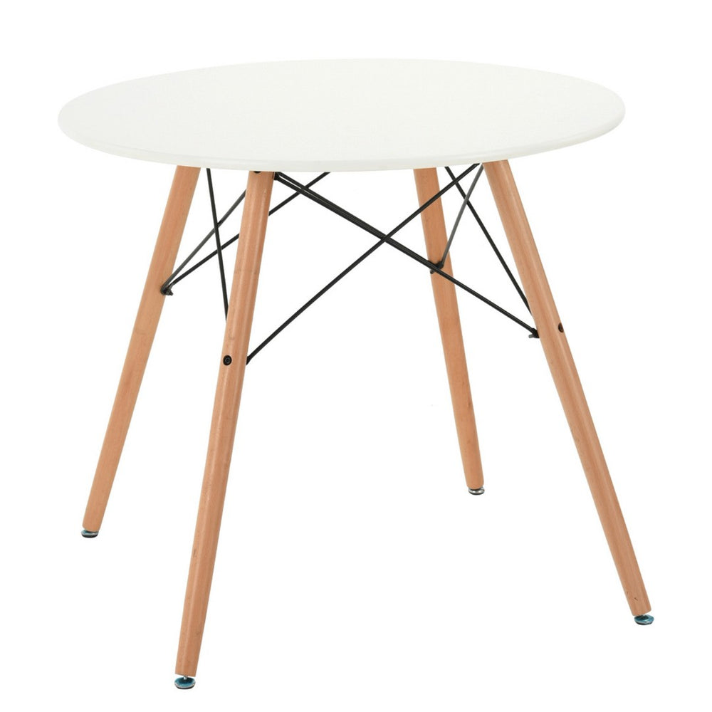 HomeRoots 32" Two-Tone Round Dining Table - Modern White Top with Natural Wood Legs for Small Spaces & Versatility 568199