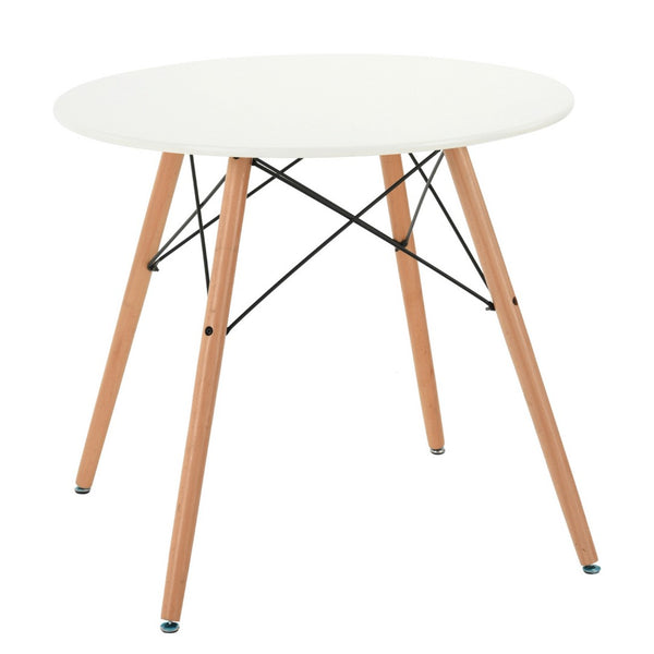 HomeRoots 32" Two-Tone Round Dining Table - Modern White Top with Natural Wood Legs for Small Spaces & Versatility 568199