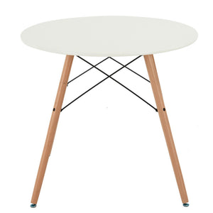 HomeRoots 32" Two-Tone Round Dining Table - Modern White Top with Natural Wood Legs for Small Spaces & Versatility 568199