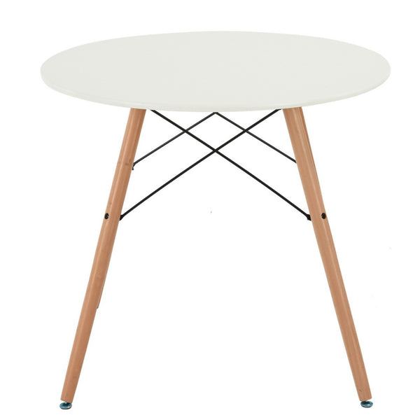 HomeRoots 32" Two-Tone Round Dining Table - Modern White Top with Natural Wood Legs for Small Spaces & Versatility 568199