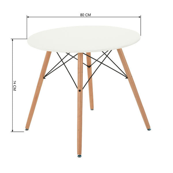 HomeRoots 32" Two-Tone Round Dining Table - Modern White Top with Natural Wood Legs for Small Spaces & Versatility 568199