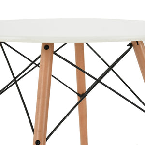 HomeRoots 32" Two-Tone Round Dining Table - Modern White Top with Natural Wood Legs for Small Spaces & Versatility 568199