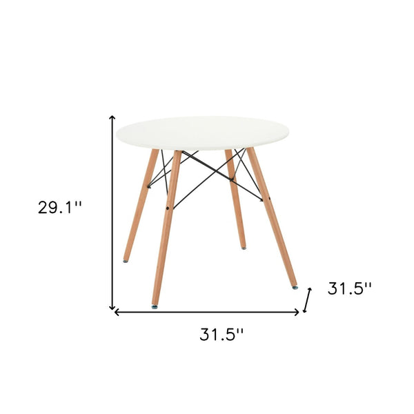 HomeRoots 32" Two-Tone Round Dining Table - Modern White Top with Natural Wood Legs for Small Spaces & Versatility 568199