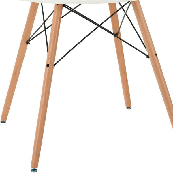 HomeRoots 32" Two-Tone Round Dining Table - Modern White Top with Natural Wood Legs for Small Spaces & Versatility 568199