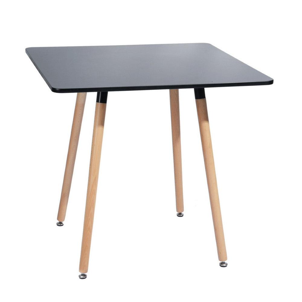 HomeRoots 32" Stylish Black and Natural Wood Square Dining Table for Small Spaces, Modern Aesthetic & Versatility 568205