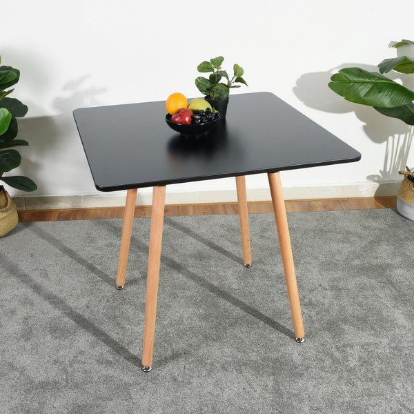 HomeRoots 32" Stylish Black and Natural Wood Square Dining Table for Small Spaces, Modern Aesthetic & Versatility 568205