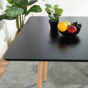 HomeRoots 32" Stylish Black and Natural Wood Square Dining Table for Small Spaces, Modern Aesthetic & Versatility 568205