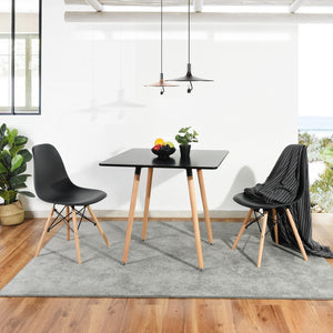 HomeRoots 32" Stylish Black and Natural Wood Square Dining Table for Small Spaces, Modern Aesthetic & Versatility 568205