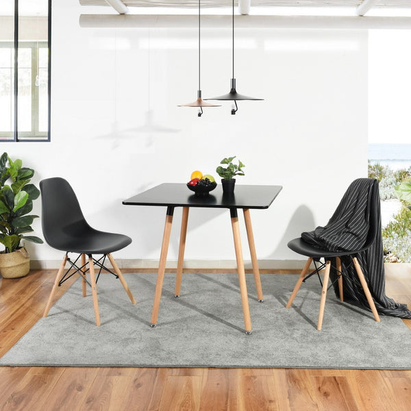 HomeRoots 32" Stylish Black and Natural Wood Square Dining Table for Small Spaces, Modern Aesthetic & Versatility 568205
