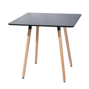 HomeRoots 32" Stylish Black and Natural Wood Square Dining Table for Small Spaces, Modern Aesthetic & Versatility 568205