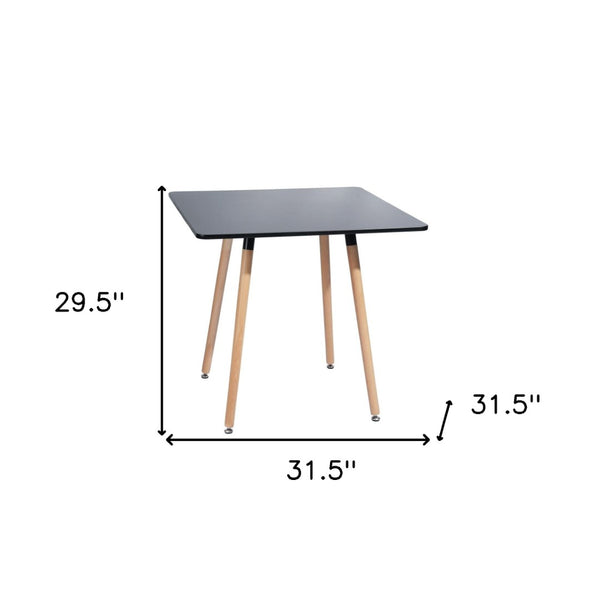 HomeRoots 32" Stylish Black and Natural Wood Square Dining Table for Small Spaces, Modern Aesthetic & Versatility 568205