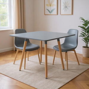HomeRoots 32" Stylish Two-Tone Gray and Natural Wood Square Dining Table for Modern Spaces and Versatile Use 568206
