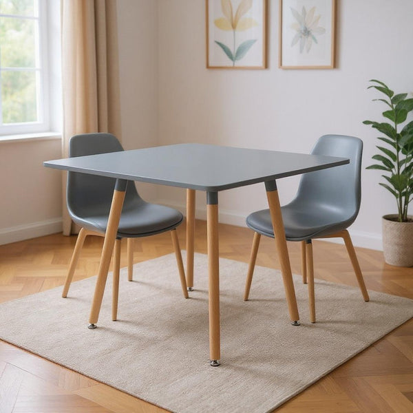 HomeRoots 32" Stylish Two-Tone Gray and Natural Wood Square Dining Table for Modern Spaces and Versatile Use 568206
