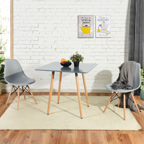 HomeRoots 32" Stylish Two-Tone Gray and Natural Wood Square Dining Table for Modern Spaces and Versatile Use 568206