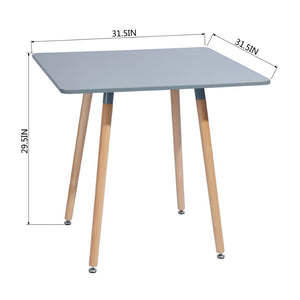 HomeRoots 32" Stylish Two-Tone Gray and Natural Wood Square Dining Table for Modern Spaces and Versatile Use 568206