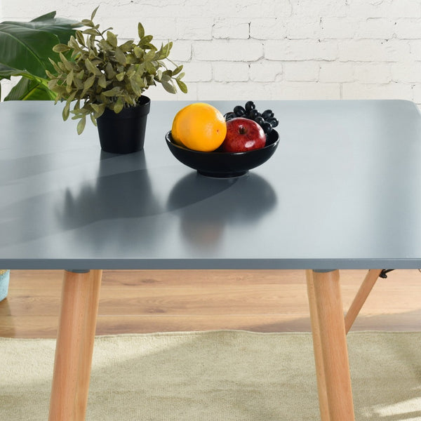HomeRoots 32" Stylish Two-Tone Gray and Natural Wood Square Dining Table for Modern Spaces and Versatile Use 568206