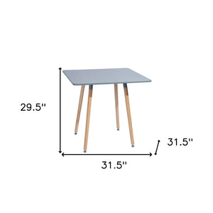 HomeRoots 32" Stylish Two-Tone Gray and Natural Wood Square Dining Table for Modern Spaces and Versatile Use 568206