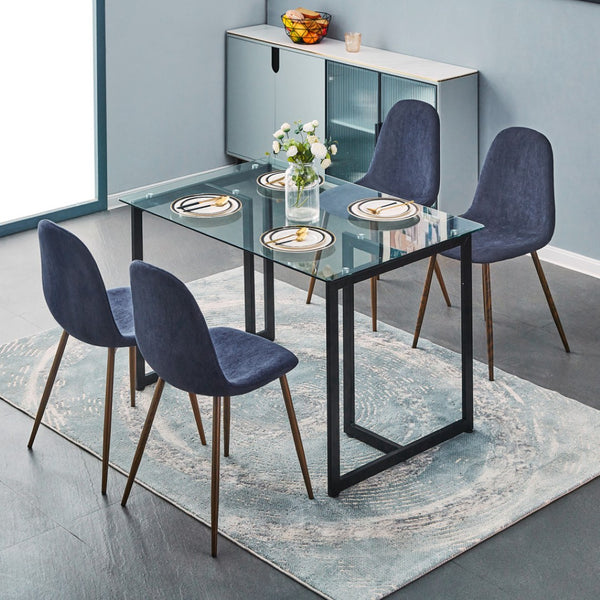 HomeRoots 47" Clear Glass Dining Table with Black Metal Base – Modern, Sleek Design for Stylish Spaces 568208