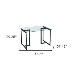 HomeRoots 47" Clear Glass Dining Table with Black Metal Base – Modern, Sleek Design for Stylish Spaces 568208