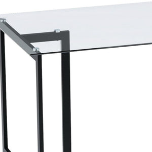 HomeRoots 55" Modern Clear and Black Glass Dining Table - Elegant Design for Dining, Work, and Gatherings 568209