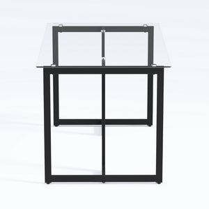 HomeRoots 55" Modern Clear and Black Glass Dining Table - Elegant Design for Dining, Work, and Gatherings 568209