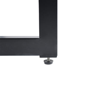HomeRoots 55" Smoky Gray Glass Dining Table with Black Metal Sled Base - Modern Elegance for Any Space 568211