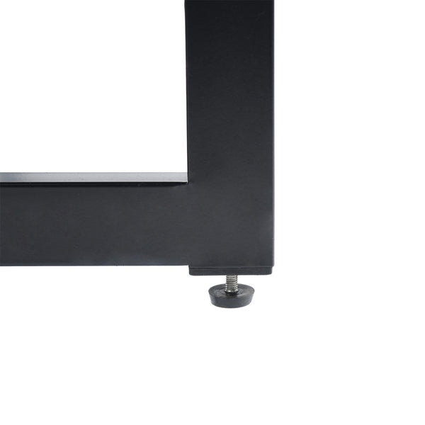 HomeRoots 55" Smoky Gray Glass Dining Table with Black Metal Sled Base - Modern Elegance for Any Space 568211