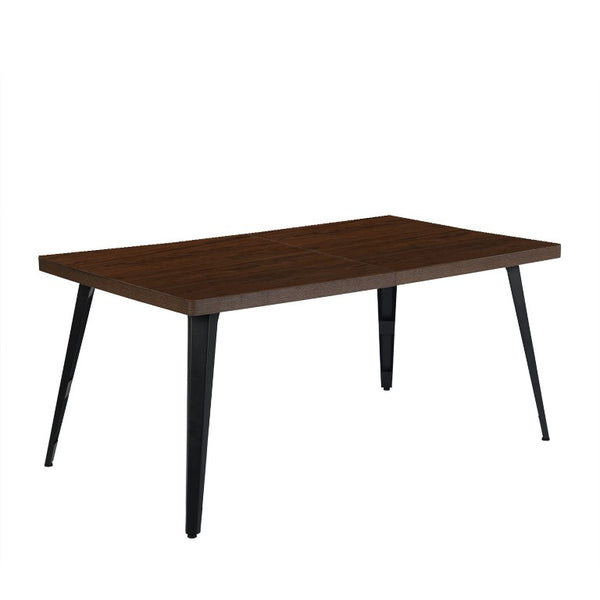 HomeRoots 63 Inch Industrial Dining Table Solid Wood Top with Black Steel Base Seats Six 568212