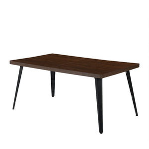 63 Inch Industrial Dining Table Solid Wood Top with Black Steel Base Seats Six