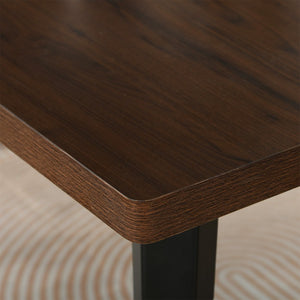 63 Inch Industrial Dining Table Solid Wood Top with Black Steel Base Seats Six