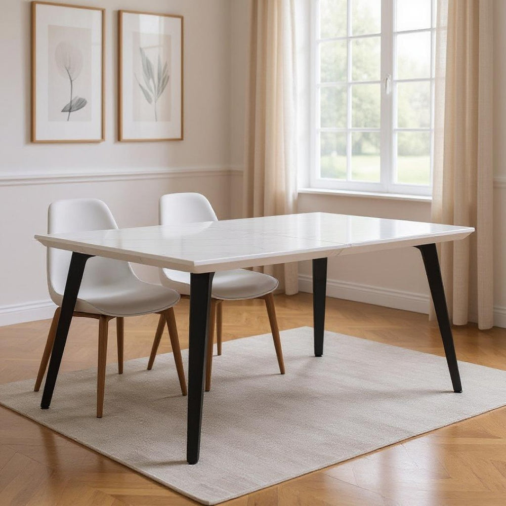 HomeRoots 63" Modern Faux Marble & Metal Dining Table - Stylish, Durable, Seats 6 - Perfect for Home & Work 568213