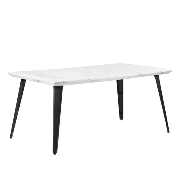 HomeRoots 63" Modern Faux Marble & Metal Dining Table - Stylish, Durable, Seats 6 - Perfect for Home & Work 568213