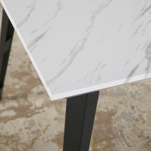 HomeRoots 63" Modern Faux Marble & Metal Dining Table - Stylish, Durable, Seats 6 - Perfect for Home & Work 568213