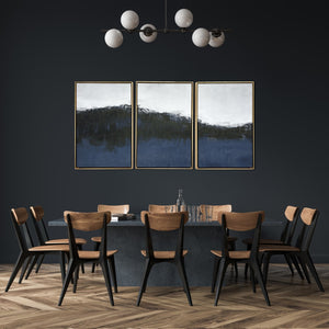 Homeroots Set Of Three Sapphire Abstract Gold Floater Frame Wall Art - Modern Canvas Trio For Stylish Décor  Canvas 568219