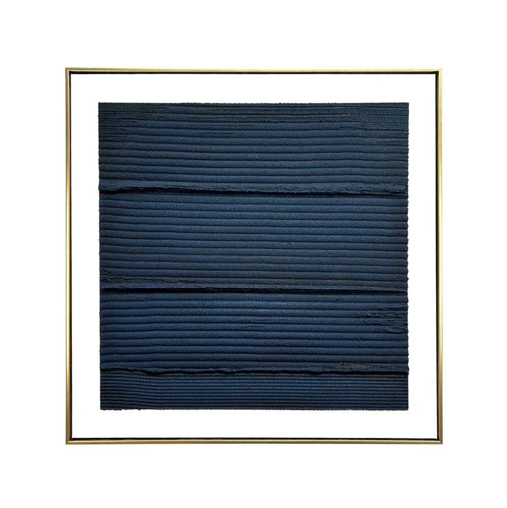 HomeRoots Midnight Waves Hand-Painted Canvas Art in Gold Floater Frame - Modern Elegance for Your Walls 568221