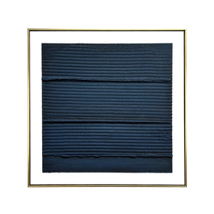HomeRoots Midnight Waves Hand-Painted Canvas Art in Gold Floater Frame - Modern Elegance for Your Walls 568221
