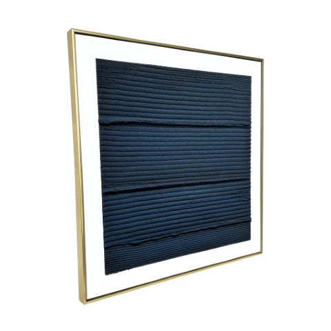 Homeroots Midnight Waves Gold Floater Frame Wall Art - Stylish Hand-painted Canvas For Trendy Decor 30"X30"  Canvas,Metal,Wood 568221