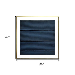 Homeroots Midnight Waves Gold Floater Frame Wall Art - Stylish Hand-painted Canvas For Trendy Decor 30"X30"  Canvas,Metal,Wood 568221