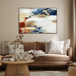 Homeroots Sienna Twilight Gold Floater Frame Wall Art – Hand-painted 24"X36" Acrylic Canvas For Stylish Décor  Canvas,Metal,Wood 568222