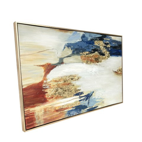 Homeroots Sienna Twilight Gold Floater Frame Wall Art – Hand-painted 24"X36" Acrylic Canvas For Stylish Décor  Canvas,Metal,Wood 568222