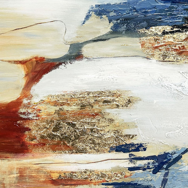 Homeroots Sienna Twilight Gold Floater Frame Wall Art – Hand-painted 24"X36" Acrylic Canvas For Stylish Décor  Canvas,Metal,Wood 568222