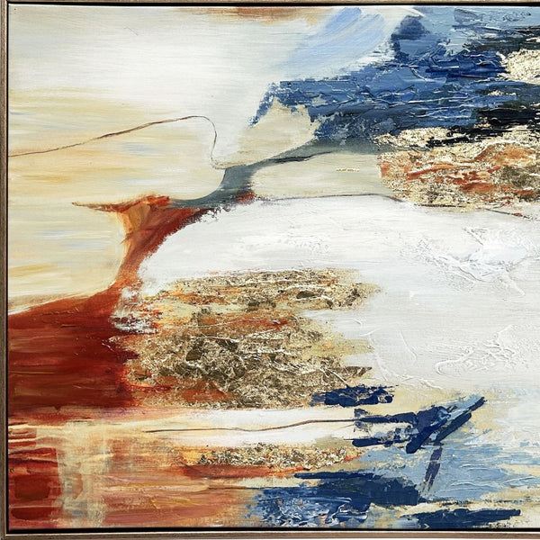 Homeroots Sienna Twilight Gold Floater Frame Wall Art – Hand-painted 24"X36" Acrylic Canvas For Stylish Décor  Canvas,Metal,Wood 568222