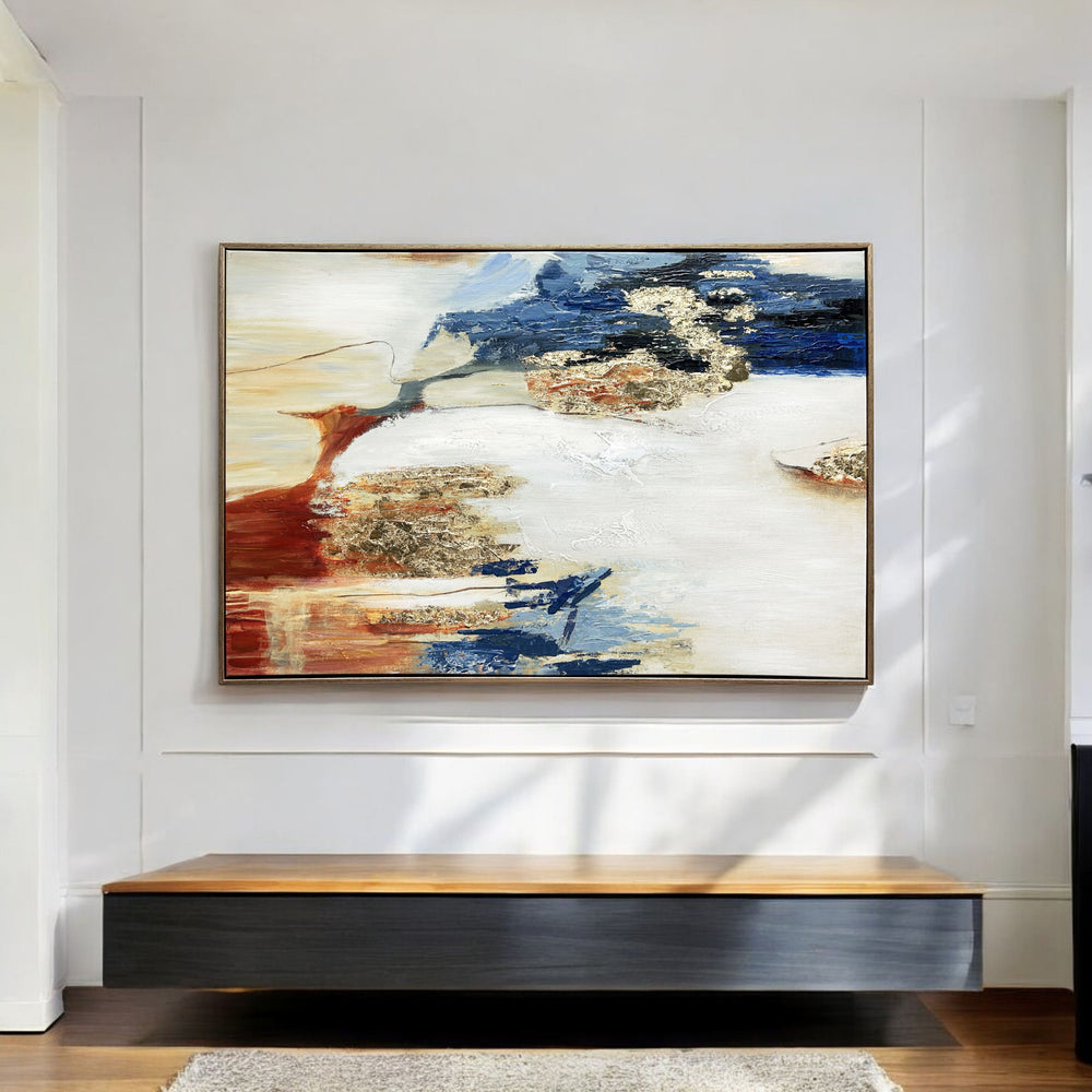 Homeroots Sienna Twilight Gold Floater Frame Wall Art – Hand-painted 24"X36" Acrylic Canvas For Stylish Décor  Canvas,Metal,Wood 568222