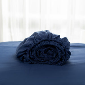 HomeRoots Navy Linen Fitted Sheet for California King - Soft, Breathable, Durable & Wrinkle-Resistant Comfort 568231